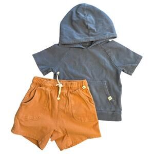 Easy Peasy Toddler Boy's Outfit Bundle Size 2T Short Sleeve Hoodie Shorts